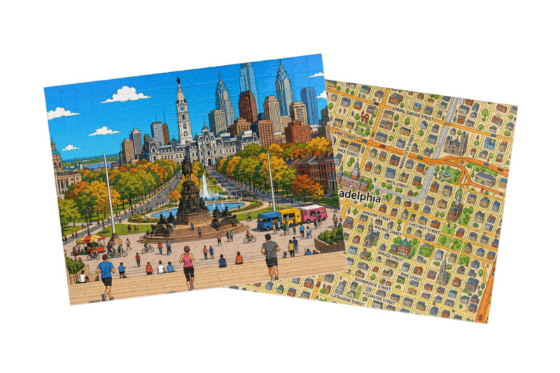 Philadelphia — City + Map Puzzle Set