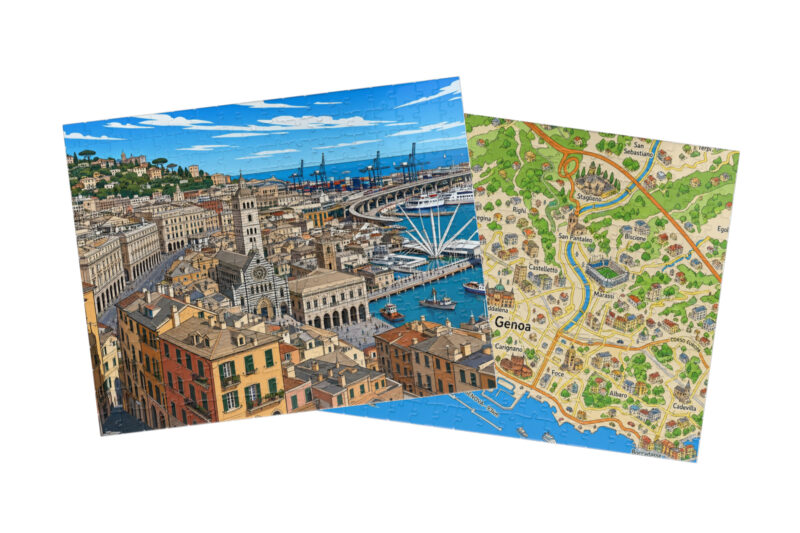 Genoa — City + Map Puzzle Set