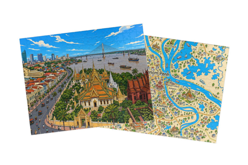 Phnom Penh City + Map Puzzle Set