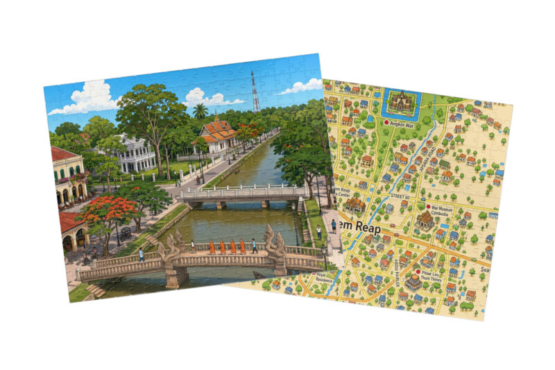 Siem Reap City + Map Puzzle Set