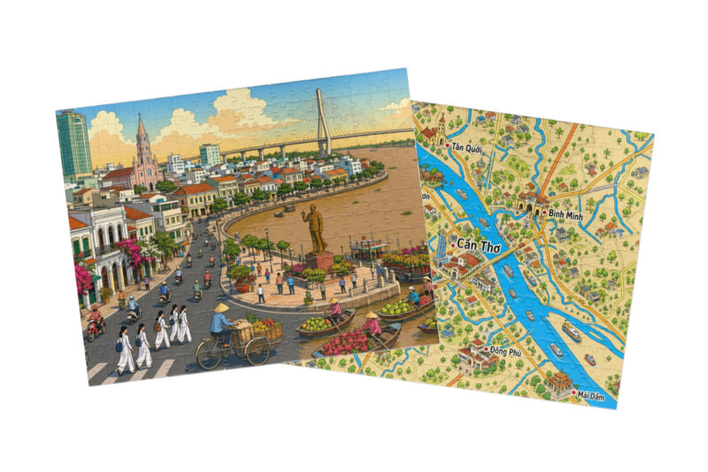 Cần Thơ City + Map Puzzle Set