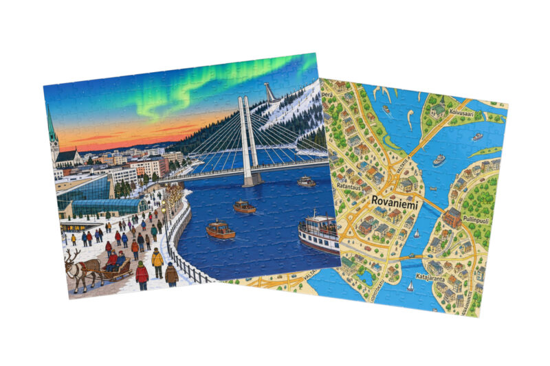 Rovaniemi City + Map Puzzle Set