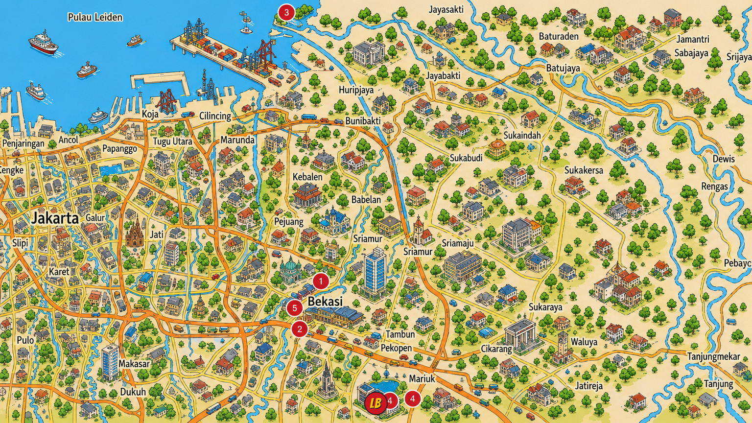 Map of Bekasi
