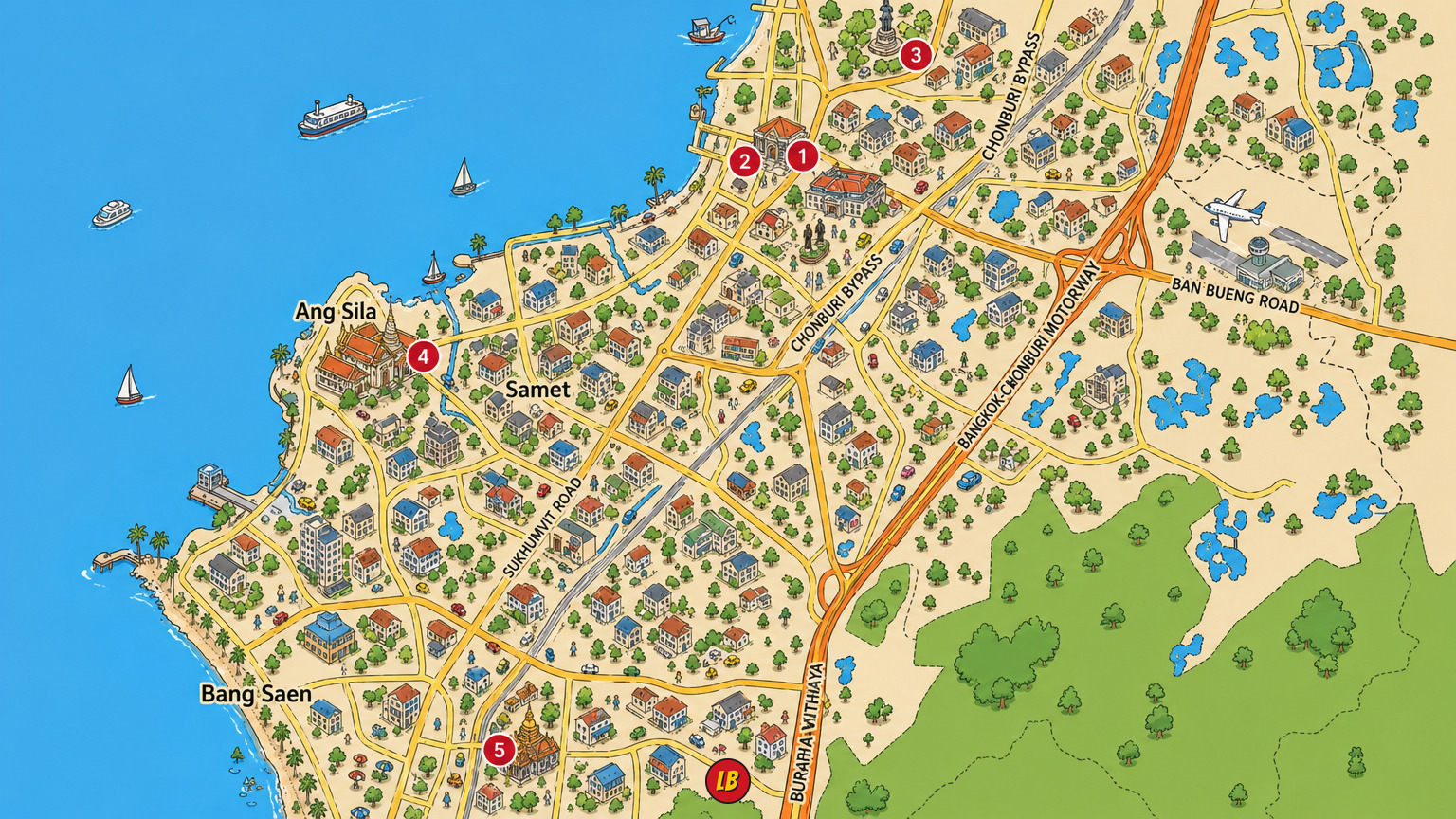 Map of Chon Buri