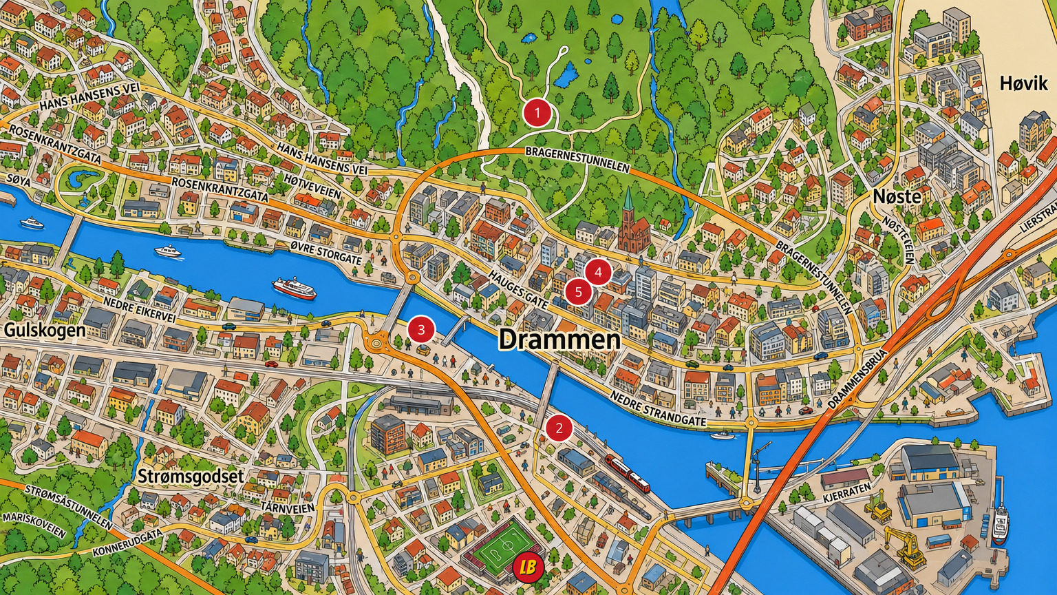 Map of Drammen