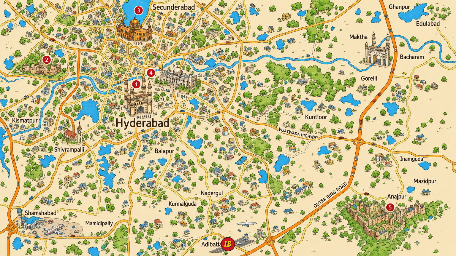 Map of Hyderābād