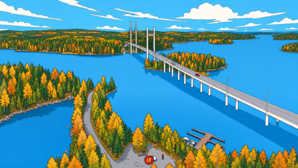 Kärkinen Bridge and Lake Jyväsjärvi