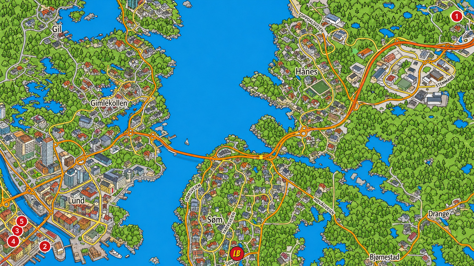 Map of Kristiansand