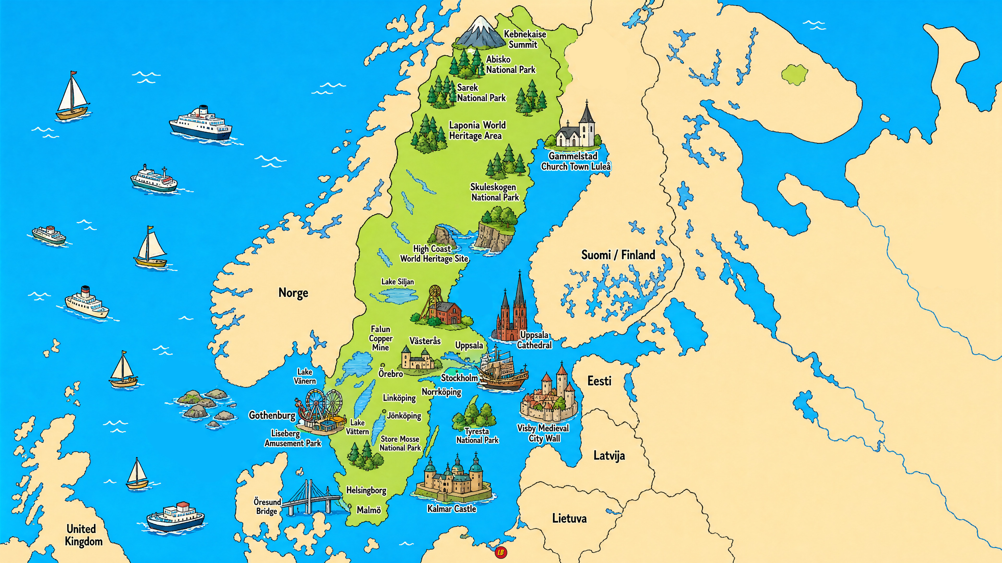 Sweden illustrated map