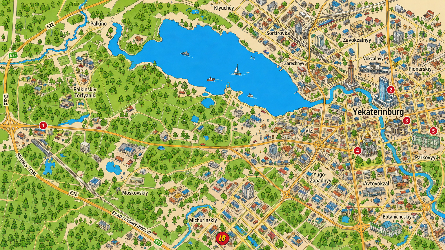 Map of Yekaterinburg